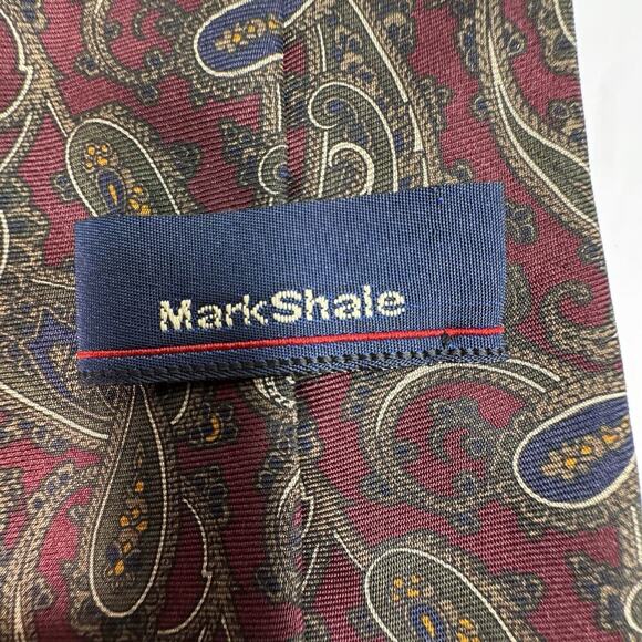 VTG Mark Shale Men's Tie 100% Silk Paisley Tie Vintage Made in‎ Italy - Picture 3 of 4